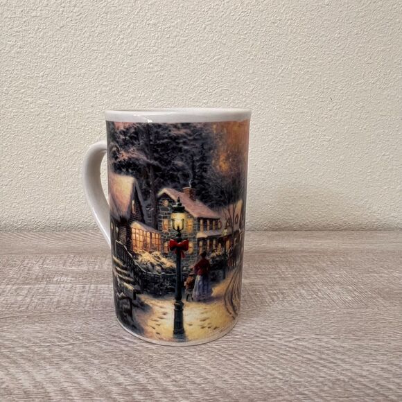 Thomas Kinkade 1992 Village Christmas Coffee Mug Winter Scenes 12oz - Picture 1 of 6